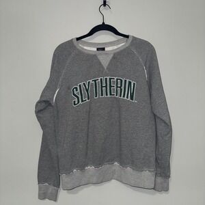 Universal Studios Harry Potter Slytherin Sweatshirt Gray Crewneck Crest Patch